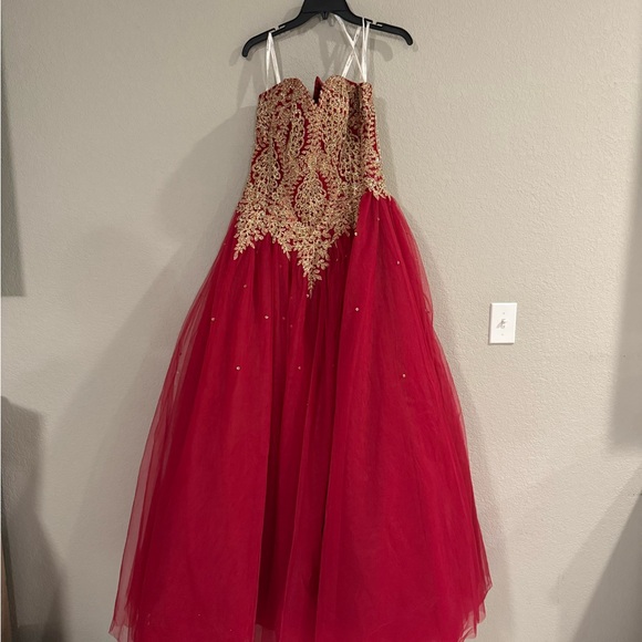 Elegant Red and Gold Kids Dress